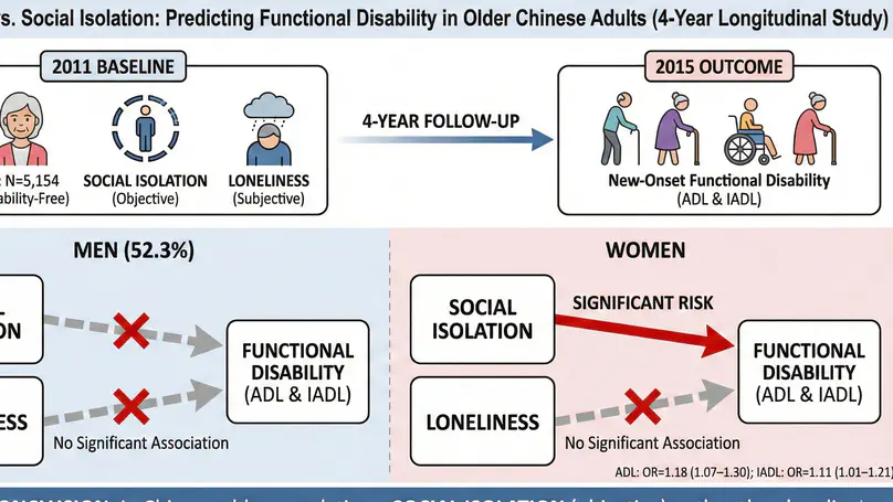 Social isolation, loneliness and functional disability in Chinese older women and men: a longitudinal study